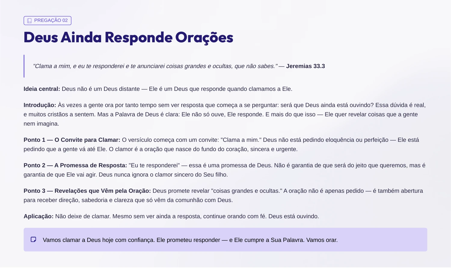 Pregação real: Deus Ainda Responde Orações